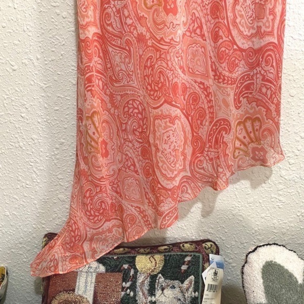 Vtg NWT Banana Republic 14 100% Silk Coral Paisley Dress Midi Y2K fairy cottage - Picture 8 of 10
